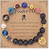 Bolinailo Zodiac Beaded Bracelets for Women, 12 Constellations Crystal Stone Bracelet for Birthday Zodiac Gifts, 18k Gold Constellation Charm Bracelet Jewellery