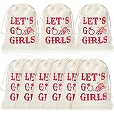 Dunzy 12 Pieces Let's Go Girls Party Bags Bachelorette Western Cowgirl Recovery Bags with Drawstring Bridal Shower Party Favor Wedding Bachelor Party Supplies(5.9 x 7.9 Inch)