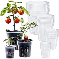 Hourleey 36 Pack 4/5/6/7 Inch Clear Nursery Pots for Plants, Plant Pots with Drainage Holes, Transparent Seedling Pots for Se