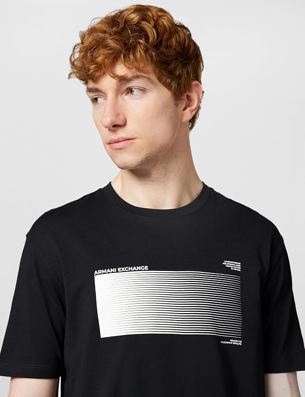 Maglietta Moderna da Uomo, con Logo Stampato 3D, Blu, XS