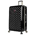 Betsey Johnson 30 Inch Checked Luggage Collection - Expandable Scratch Resistant (ABS + PC) Hardside Suitcase - Designer Lightweight Bag with 8-Rolling Spinner Wheels