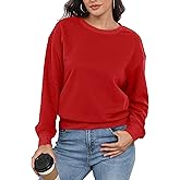 PRIMODA Women's Crewneck Loose Cropped Sweatshirt Long Sleeve Boxy Pullover Crop Tops