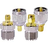 CNARIO SMA to UHF Antenna Adapter, SMA to PL259 SO239 UHF, Ham Radio Kits | VHF FR Coaxial Connector Kit for CB Radio Antenna, Handheld Ham Radio Antenna/Walkie Talkie/Amateur Radio 4Pcs
