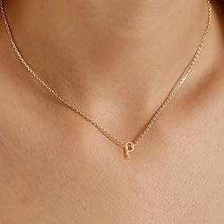 MONOOC Alphabet P Initial Necklaces for Girls, 14K