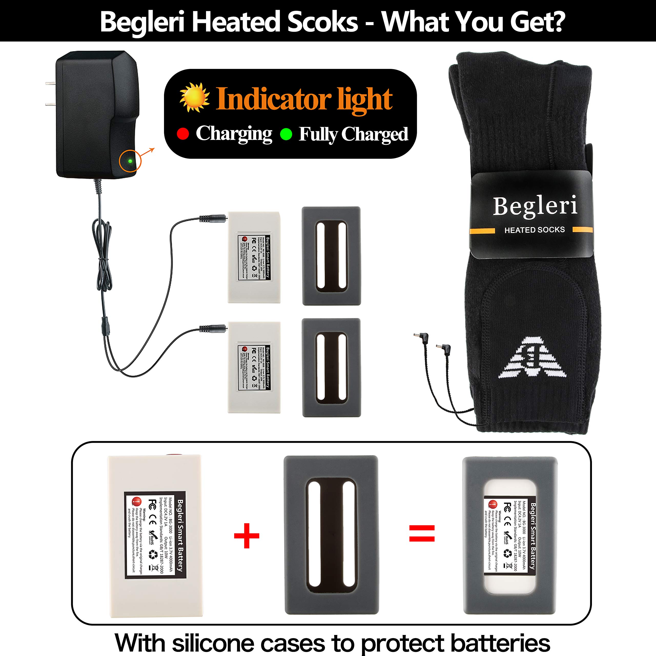 Heated Socks for Men Women - Electric Socks Rechargeable, Thermal Battery Heating Socks Winter Outdoor Motorcycle Golf Hunting Skiing