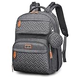 BabbleRoo Diaper Bag Backpack - Travel Large Baby Diaper Bag with Changing pad, Waterproof Baby Bags for Mom & Dad, Unisex Bags with Pacifier Case, Luggage Strap & Stroller Clips - Dark Gray