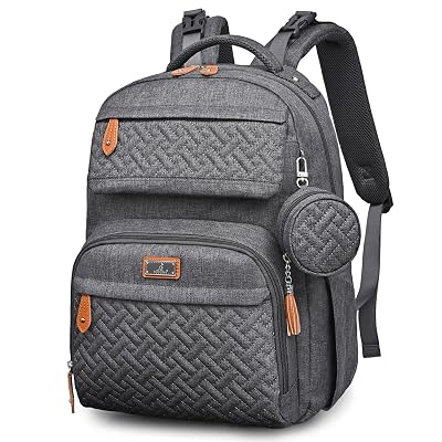 BabbleRoo Diaper Bag Backpack - Travel Large Baby Diaper Bag with Changing pad, Waterproof Baby Bags for Mom & Dad, Unisex Bags with Pacifier Case, Luggage Strap & Stroller Clips - Dark Gray