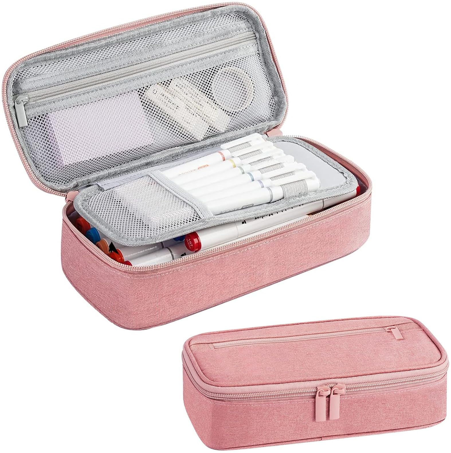 chenqi Pencil Case, Large Capacity Pencil Case, School Stationery Organizer for Boys and Girls, Aesthetic Pencil Bag Suitable for Kids Teenagers Students Women Men (Pink)