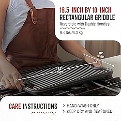 Victoria Rectangular Cast Iron Griddle. Double