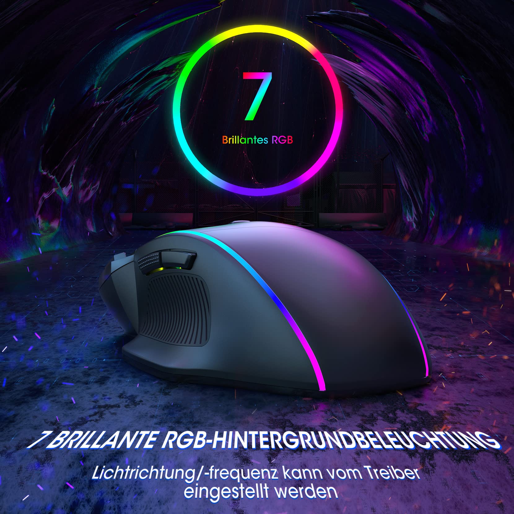 Dacoity Gaming Maus, Gaming Mouse mit 8 Programmierbare Tasten und Einstellbar 8000 DPI, RGB Beleuchtung PC Maus mit Kabel,USB-Wired Mouse mit Feuertaste ergonomisches für MMO,FPS,MOBA,Windows,PC,Mac 3