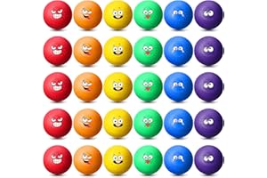 Jerify 30 Pcs Dodgeballs Playground Balls Bulk Colorful Emotion Handball Kickball Bouncy Balls for Indoor Outdoor Games Gym Camps Picnic Beach School