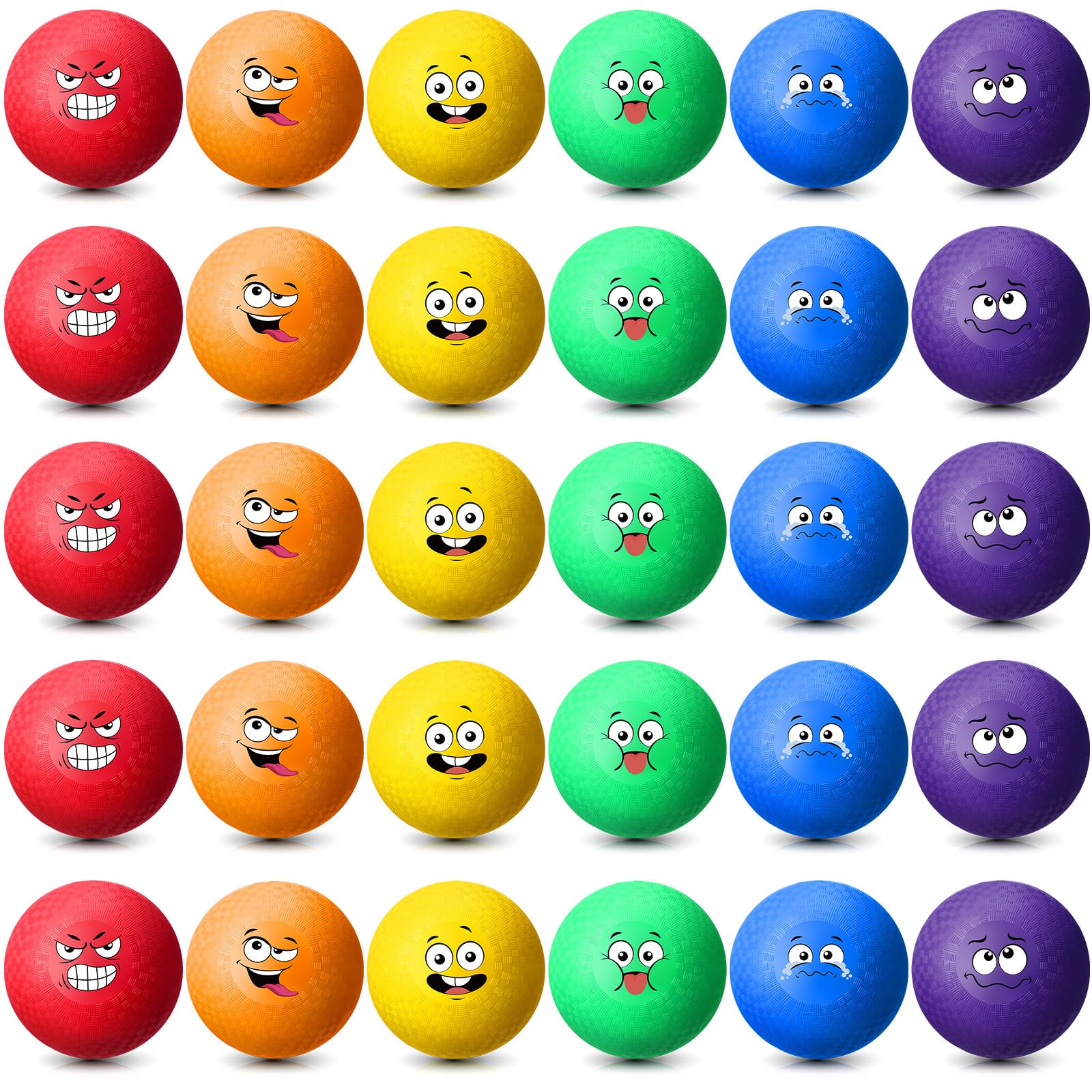 Photo 1 of Jerify 30 Pcs 6.3 Inch Dodgeballs Playground Balls Bulk Colorful Emotion Handball Kickball Bouncy Balls for Indoor Outdoor Games Gym Camps Picnic Beach School