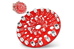 ESDABEM Nut and Bolt Thread Checker - 30 Standard and Metric Bolt Size Finder Bolt and Nut Identifier 15 Standard & 15 Metric Portable Thread Identifier Gauge with Hanging Hole (Circle Shape)