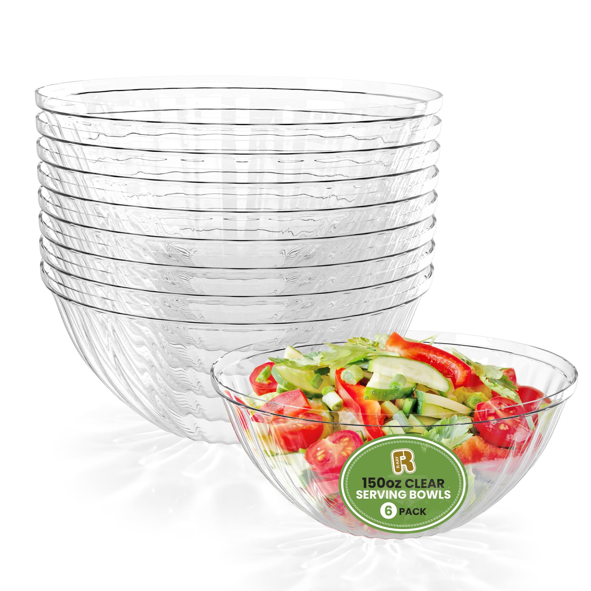 Photo 1 of R-kay 6 Pack Extra Large Serving Bowl - 150 Ounce Plastic Serving Bowls For Entertaining - Clear Plastic Bowls For Salads And Snacks - Disposable bowls For All Occasions
