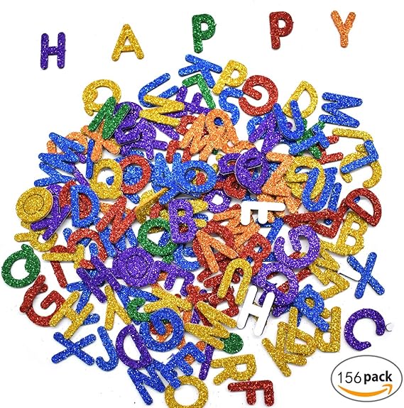 Autocollants en Lettres Mousse,Mengger Adhésives Alphabet Paillettes Lettres AutoAdhésif