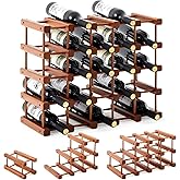 Juexica 2 Pcs 12 Bottles Wooden Wine Rack for Inside Cabinet Stackable Countertop Modular Wine Storage Rack DIY Assembly Bottle Holder for Cellar (Wooden Color)