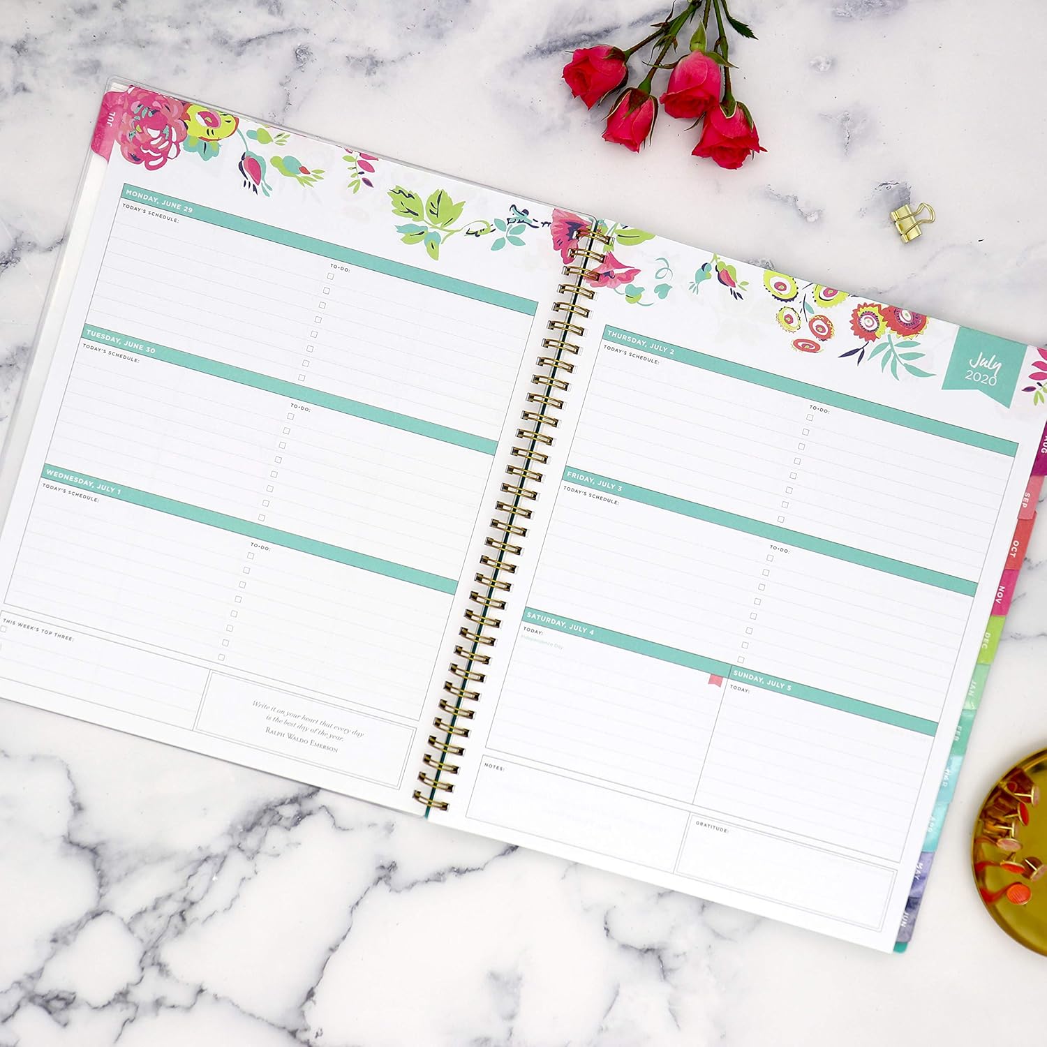 Day Designer for Blue Sky 2020-2021 Academic Year Weekly & Monthly Planner, Flexible Cover, Twin-Wire Binding, 8.5" x 11", Peyton White : Office Products