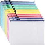 EOOUT 10pcs A4 Mesh Zipper Pouch Zip File Bag Document Folder, Office Stationery, 5 Assorted Colors
