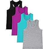 SATINIOR 4 Pieces Girls Dance Tank Tops Racerback Crop Tops Sleeveless Dance Clothes for Girls Gymnastics