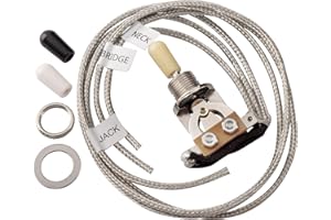 Musiclily Pro Pre-Wired 3-Way Toggle Switch Pickup Selector Soldered with Metal Braided Wires for Epiphone Les Paul Style Electric Guitar, Nickel