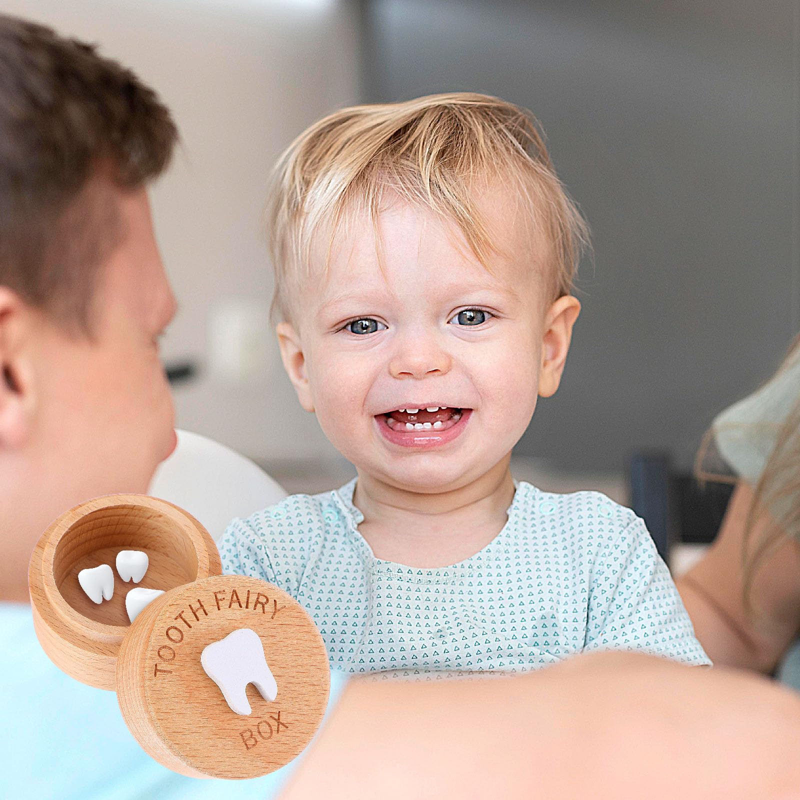 Ouligay Tooth Fairy Box for Girls and Boys, 3D Carved Wooden Box, Cute Lost Tooth Holder, Tooth Fairy Gifts for Birthdays Baby Shower Holiday