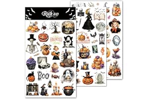 CATaireen Rub on Transfers for Crafts Vintage Scrapbooking Stickers Small Decals Adults Journaling DIY Supplies Use for Fabric Paper Wood Stone Canvas Acrylic Cloth (Halloween)