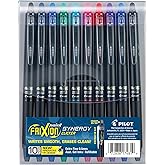 Pilot FriXion Synergy Clicker Erasable, Refillable, Retractable Gel Ink Pens, Extra Fine Point 0.5 mm, Pack of 10, Assorted Colors, FriXion Erasable Pens 0.5 - Ideal for School & Office Writing