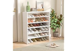 IFANNY 6 Tier Shoe Rack, 3-in-1 Stackable Shoe Organizer w/Adjustable Shelves & Anti-Tipping Devices, Modern Shoe Cabinet Sto
