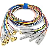 Valuegist EEG Gold Cup Electrodes, 59 Inch Multicolor Cables, DIN 1.5mm Plug, Electroencephalogram Leads, 10pcs/pkg