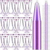 Dandat 100 Pcs Plastic Disposable Champagne Flutes 5 oz New Years Champagne Flutes with Rim Wine Glasses Mimosa Glasses for Quinceanera Birthday Party Supplies (Purple with Purple Rim)