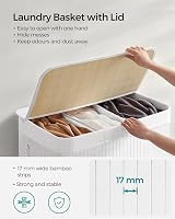 SONGMICS LCB091W01 150 L Laundry Basket with 3 Sorting Compartments Bamboo Lid view 7