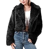 WELLATENT Fur Coats For Women,Plus Size Cropped Faux Fuzzy Jacket Fluffy Fall Coat.