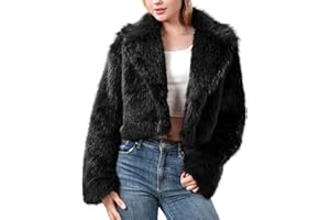 WELLATENT Fur Coats For Women,Plus Size Cropped Faux Fuzzy Jacket Fluffy Fall Coat.