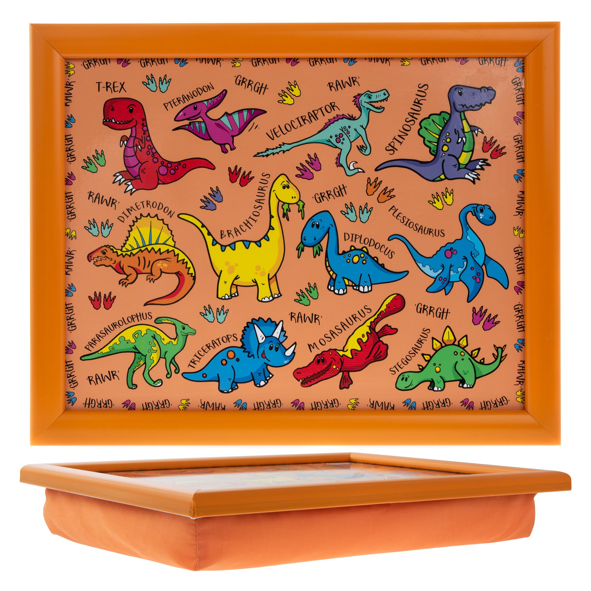 The Leonardo Collection Little Stars Dinosaurs Laptray Small For Food Serving & Breakfast | Comfortable Lap Trays With Bean Bag Cushion | Durable Laptrays For Eating On Lap For Adults