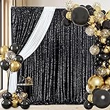 Black Sequin Backdrop Curtain Party: 8FTx8FT Photo