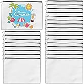 AMDAILY 24Pcs Sublimation Blank Canvas Makeup Bags, Bulk Blank DIY Heat Transfer Cosmetic Makeup Bags w/Black Zipper for Bridesmaid Makeup Bag Travel Toiletry Pouch Storage, Valentines Craft
