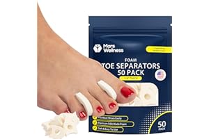 MARS WELLNESS Premium Foam Toe Separators for Women and Men - Made in USA - Foam Toe Spacers for Corn, Blister, and Hammer Toe Relief - 1/4 Inch (50 Pack)