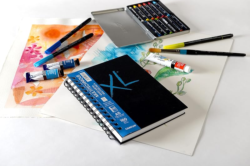 XL Art Book, Papel Multitécnica, Grano Suave, 160gsm, Cuaderno Espiral, A5-14,8x21cm, Blanco, 60 hojas — foto 5 de 8