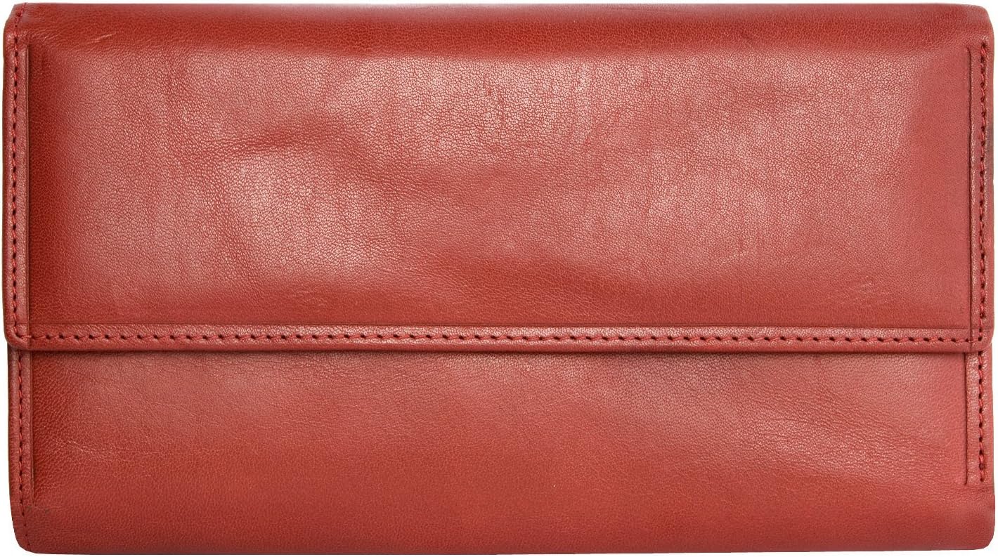 Giglio Fiorentino Women's Large Genuine Leather Wallet Red