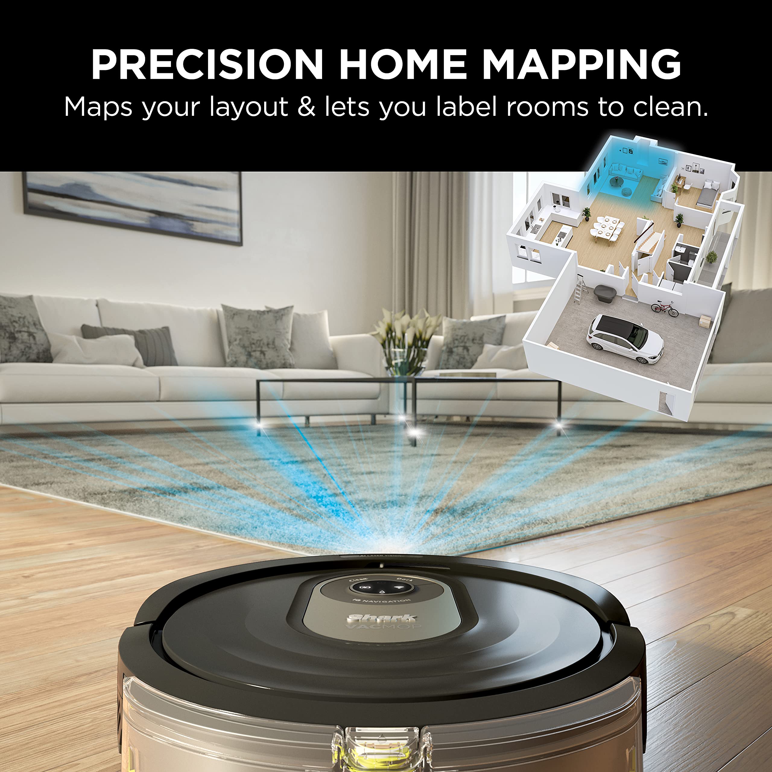 Shark AI Robot Vacuum & Mop, with Home Mapping, Perfect for Pets, Wifi, Works with Alexa, Black/Gold (AV2001WD) - View 8