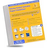 New brothread 12PCS 8.5"x11" Sticky Water Soluble Embroidery Stabilizer Printable Paper Stabilizer - Medium Weight - Allowed for Print or Draw Patterns Best for Hand & Machine Embroidery