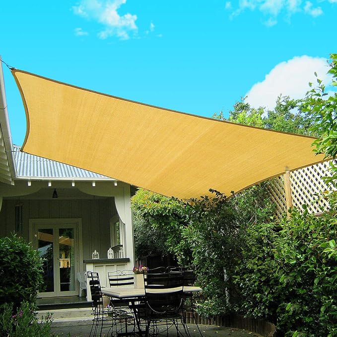 SANDEGOO Rectangle Sun Shade Sail 6'x10' - 95% UV Block Heavy Duty Shade Cloth For Patio, Garden, Pool