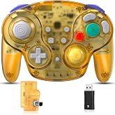 2.4 GHz Wireless GameCube Controller for Switch 1 &amp; 2, NGC, Clear Yellow | (Built-in Vibration) (Rechargeable) (Analog Triggers / Stick) Compatible with Switch Online, Windows PC, macOS