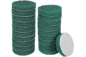 HARFINGTON 20pcs Scrubber Scouring Pads 180 Grits 3 Inch Drill Power Brush Hoop and Loop Surface Conditioning Disc Drill Scuf
