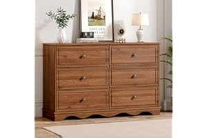 Chrangmay Modern Chest of Drawers with 6 Drawers,Deep Drawers,Clothes Organizer,Large Storage Cabinet for Living Room, Bedroom,Hallway,with Anti-Tipping Device,Brown