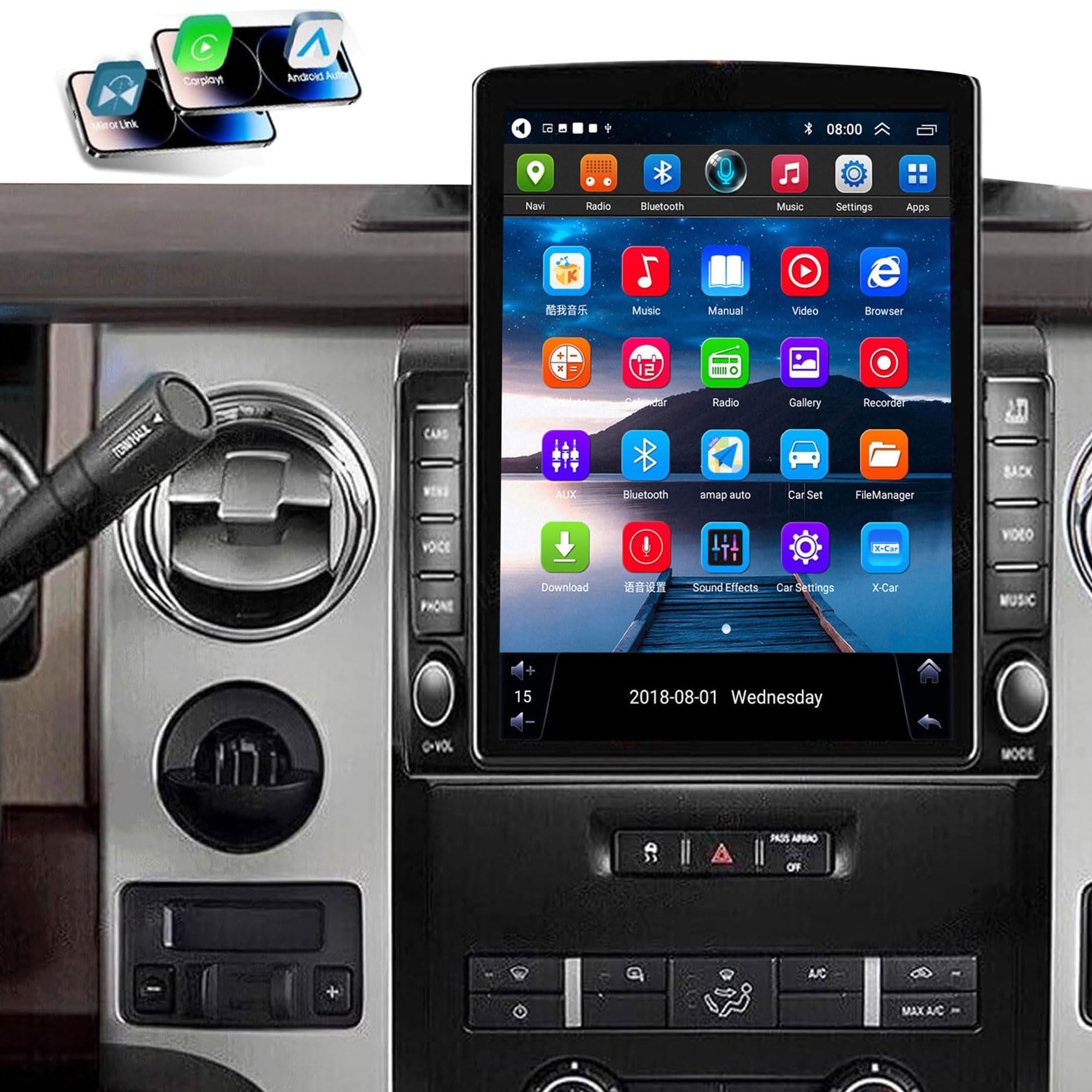 View 1 of [4+64G] 9.7" Car Stereo Radio for Ford F150 2009 2010 2011 2012 2013 2014 Android 13 Touchscreen Radio Upgrade with Wireless Carplay & Android Auto AHD Camera,GPS Navigation,SWC,WiFi,FM,Bluetooth