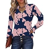 Kistore Long Sleeve Shirts for Women Pleated Cuffs Dressy Business Casual Blouses 2025 Trendy Puff V Neck Tunic Tops