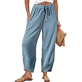 Bsubseach Wide Leg Pants Woman Elastic Waist Drawstring Palazzo Harem Pants Sweatpants with Pockets