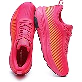 GSLMOLN Breathable Women's Workout Shoes Sport Running Sneakers for Gym Walking Tennis Lightweight Mesh Cushion Support Rose/Yellow Size 10.5