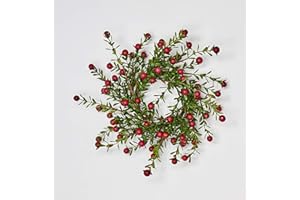 Worth Imports Boxwood and Berry 4.25" Inner Diameter Candle Ring, GreenRed (7973)